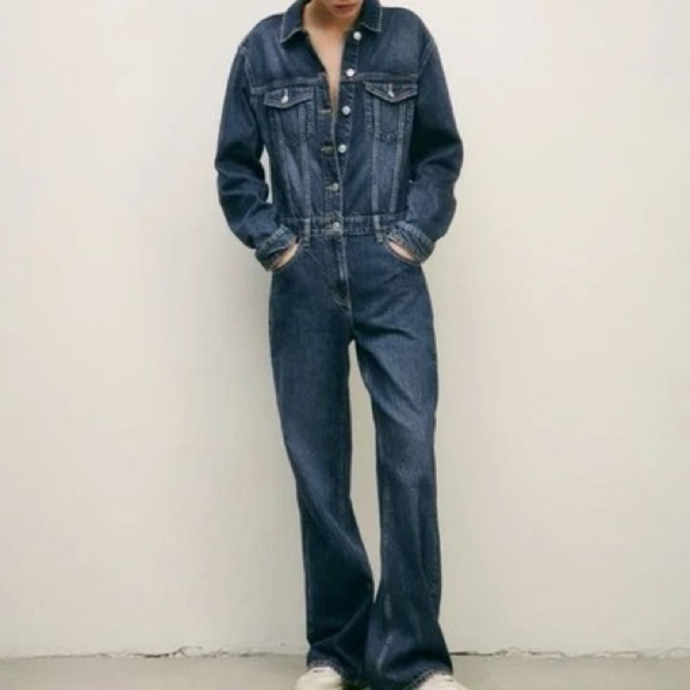 Brand new Zara Dark Blue Denim Jumpsuit